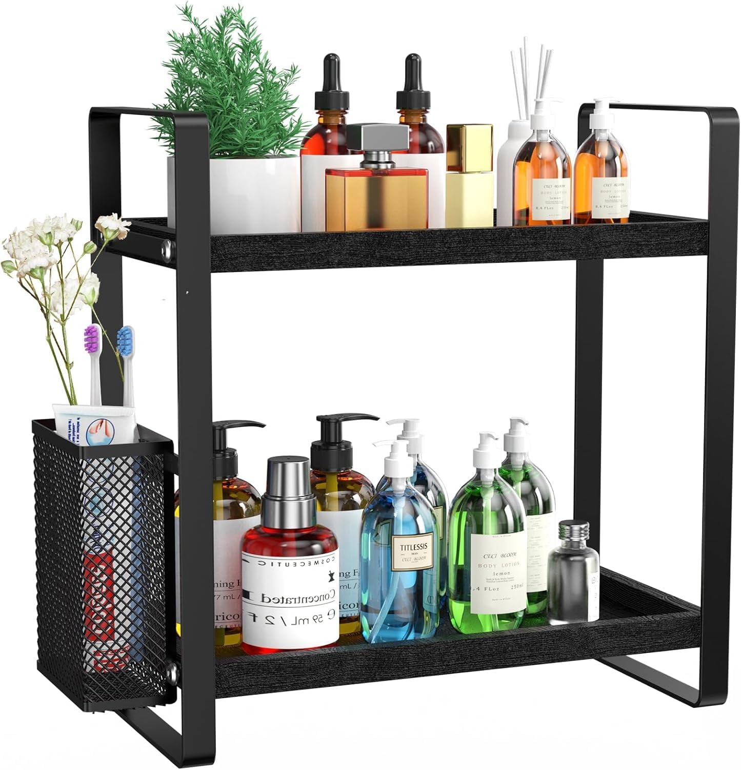 LEMIKKLE Bathroom Counter Organizer with Basket. Bathroom Organizers and Storage.Skincare Organizers for Vanity.Storage Organizers for Bathroom. Kitchen. Dresser